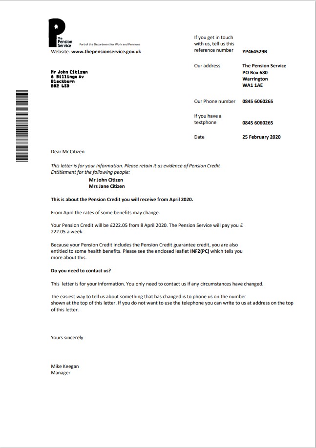 The Pension Service utility bill template in Word and PDF format